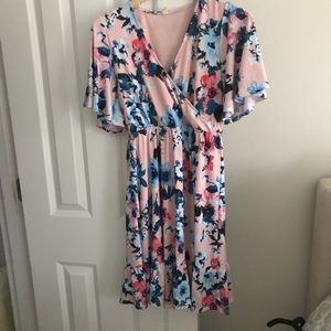 Maternity- pink blush floral dress - small